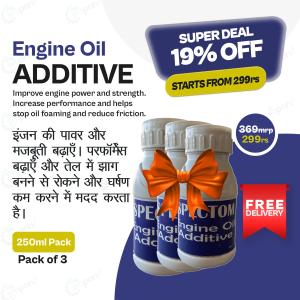 Engine Oil Additive For Car, Tractor, JCB, Truck, Buses and Use in Multi Type Of Vehicle, For Improving Engine Power And Stop Oil Foaming, Pack of 3